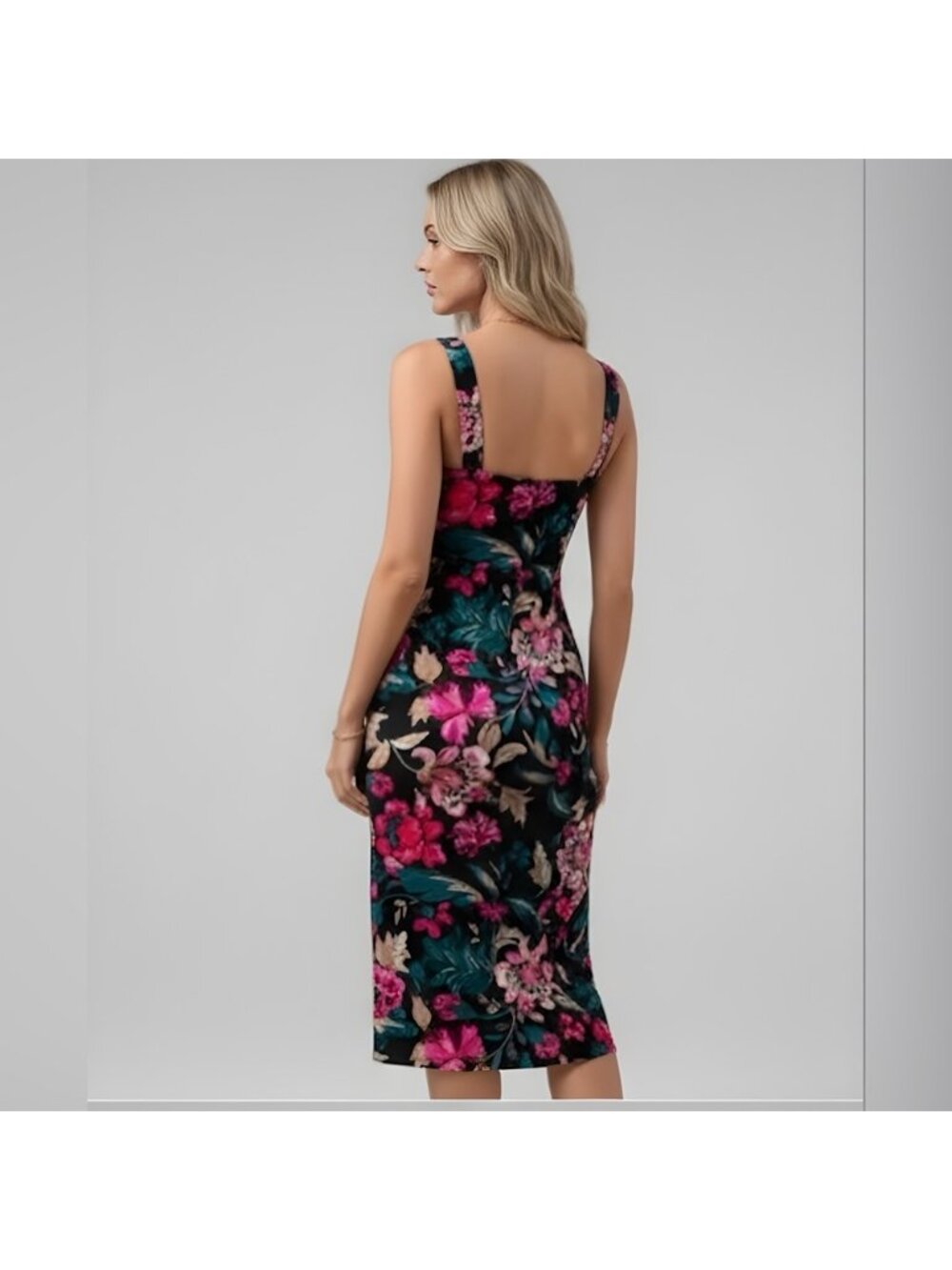 Boho Floral Print Split Thigh Cami Dress - Picture 4 of 7